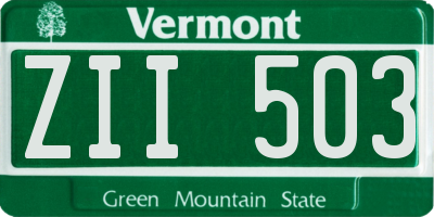 VT license plate ZII503