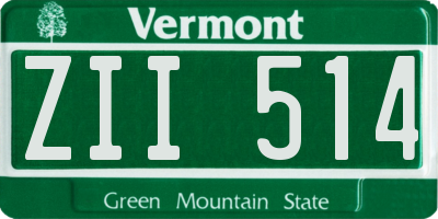 VT license plate ZII514