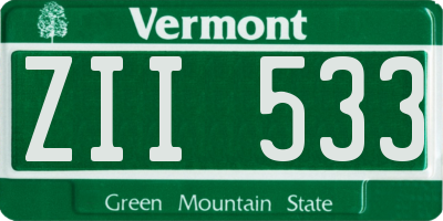 VT license plate ZII533