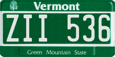 VT license plate ZII536