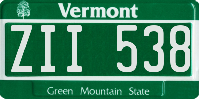 VT license plate ZII538