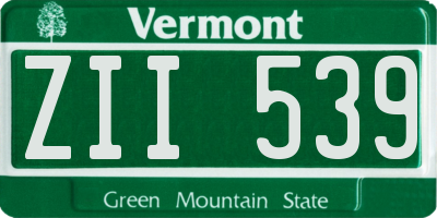 VT license plate ZII539