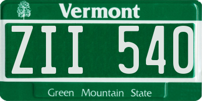 VT license plate ZII540