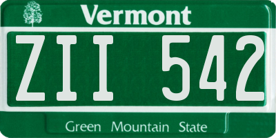 VT license plate ZII542