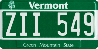 VT license plate ZII549