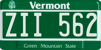 VT license plate ZII562