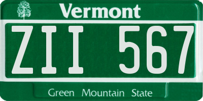 VT license plate ZII567