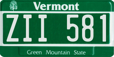 VT license plate ZII581