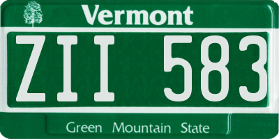 VT license plate ZII583