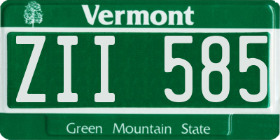 VT license plate ZII585
