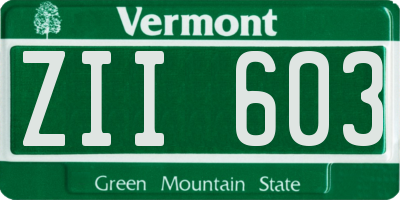 VT license plate ZII603