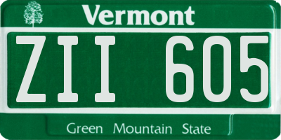 VT license plate ZII605