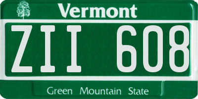 VT license plate ZII608
