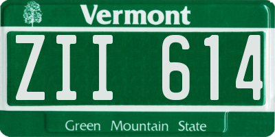 VT license plate ZII614