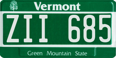 VT license plate ZII685