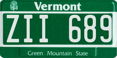 VT license plate ZII689