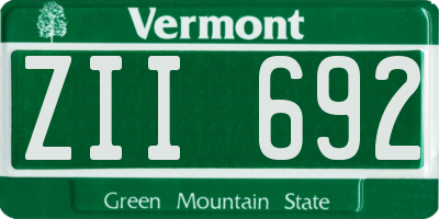 VT license plate ZII692