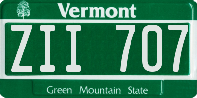 VT license plate ZII707