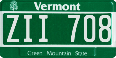 VT license plate ZII708