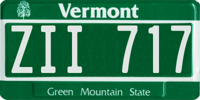 VT license plate ZII717