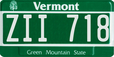 VT license plate ZII718