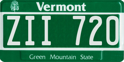 VT license plate ZII720