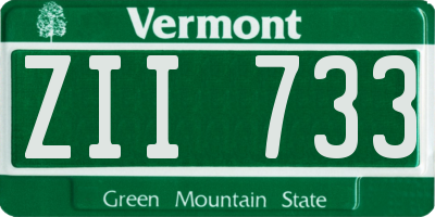VT license plate ZII733