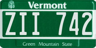 VT license plate ZII742