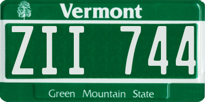 VT license plate ZII744