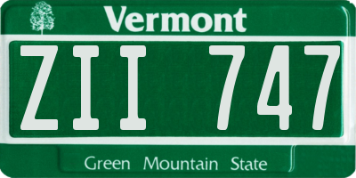 VT license plate ZII747