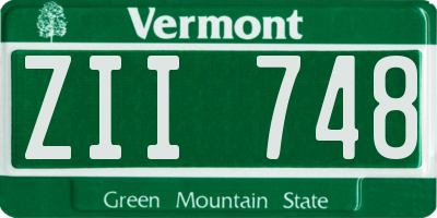 VT license plate ZII748