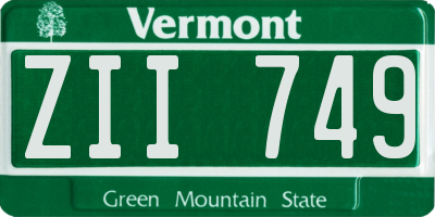 VT license plate ZII749