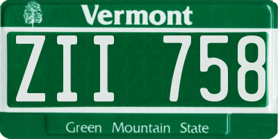 VT license plate ZII758
