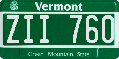 VT license plate ZII760