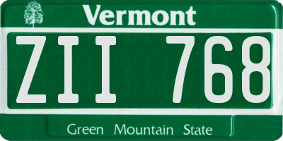 VT license plate ZII768