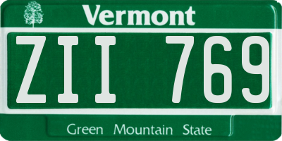 VT license plate ZII769