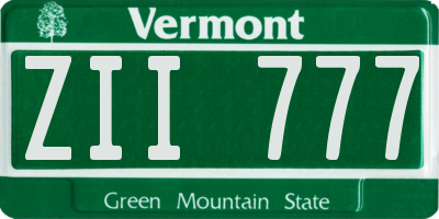 VT license plate ZII777