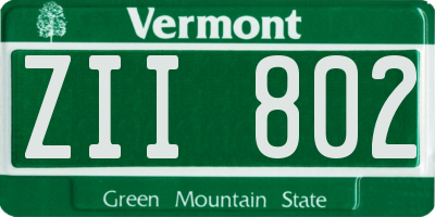 VT license plate ZII802