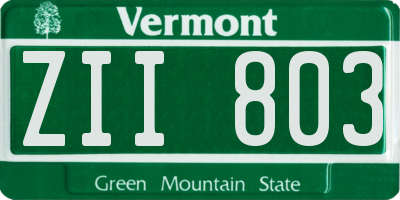 VT license plate ZII803