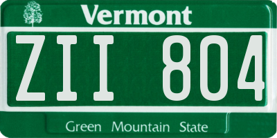 VT license plate ZII804