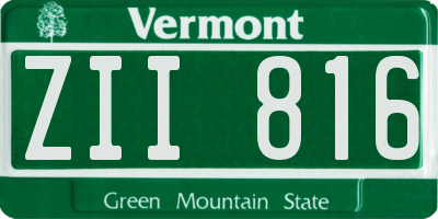 VT license plate ZII816