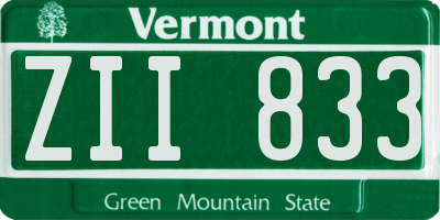 VT license plate ZII833
