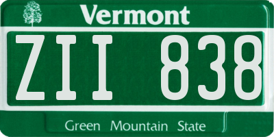 VT license plate ZII838