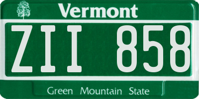VT license plate ZII858