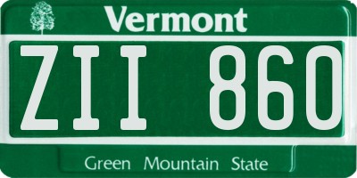 VT license plate ZII860