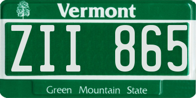 VT license plate ZII865