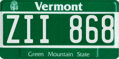 VT license plate ZII868