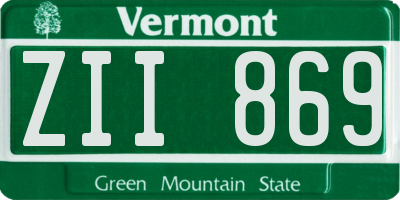 VT license plate ZII869