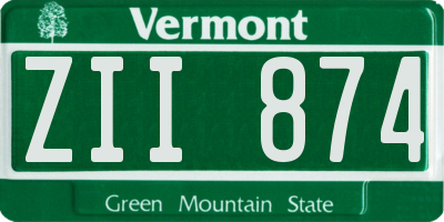 VT license plate ZII874
