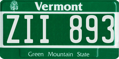 VT license plate ZII893